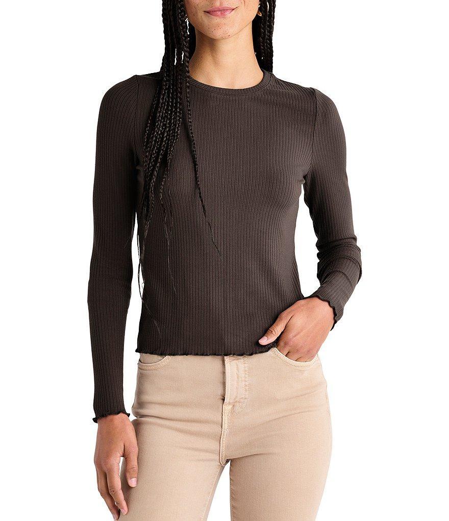 Splendid Hailey Ribbed Knit Crew Neck Long Sleeve Tee Product Image