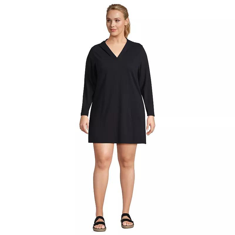 Plus Size Lands End Hooded Swim Cover-Up Dress, Womens Product Image