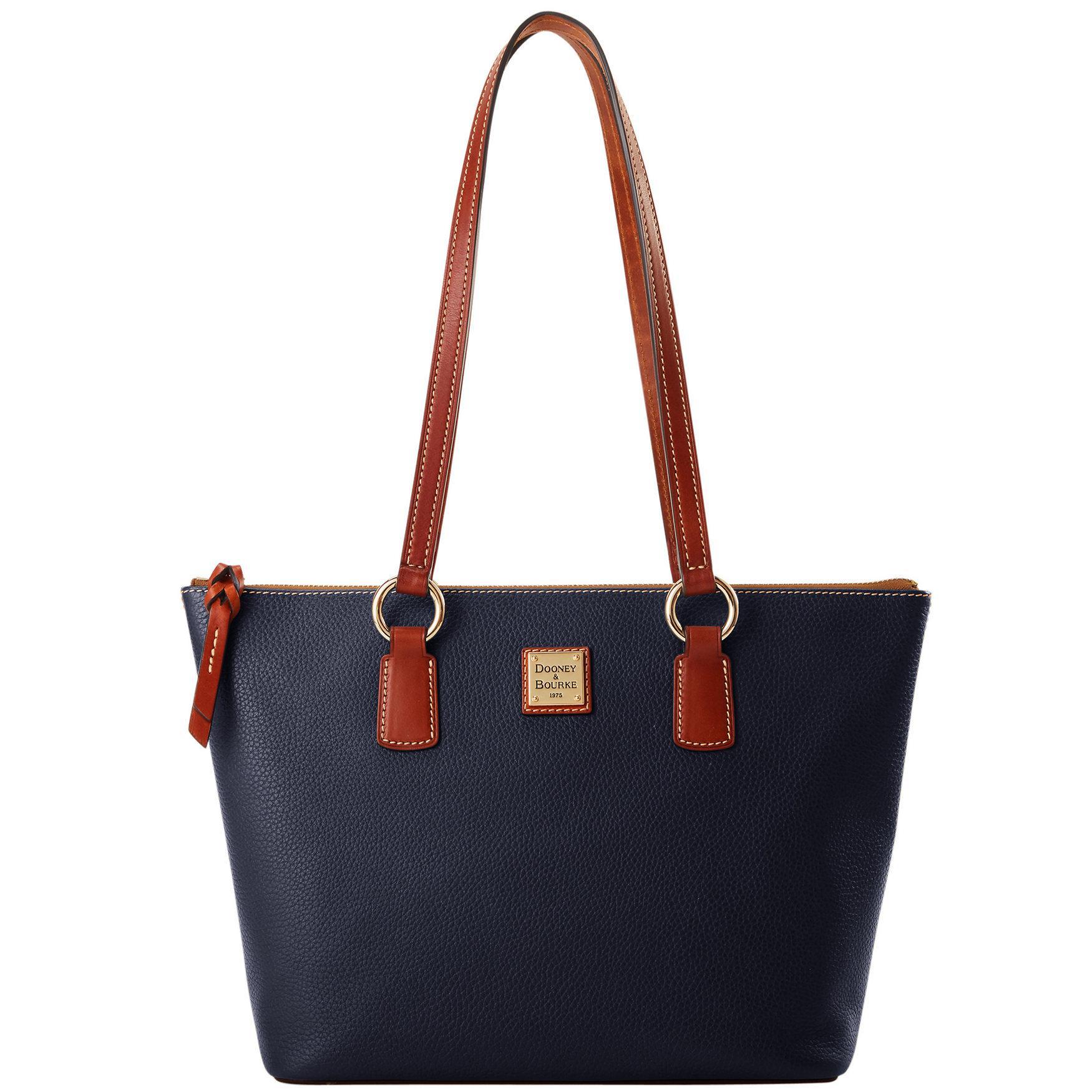 Dooney & Bourke Womens Pebble Grain Small Wren Zip Leather Tote Shopping Bag in Midnight Blue Product Image