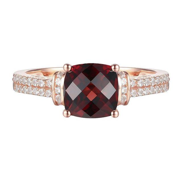 14k Rose Gold Over Silver Garnet & Lab-Created White Sapphire Ring, Womens Pink Product Image