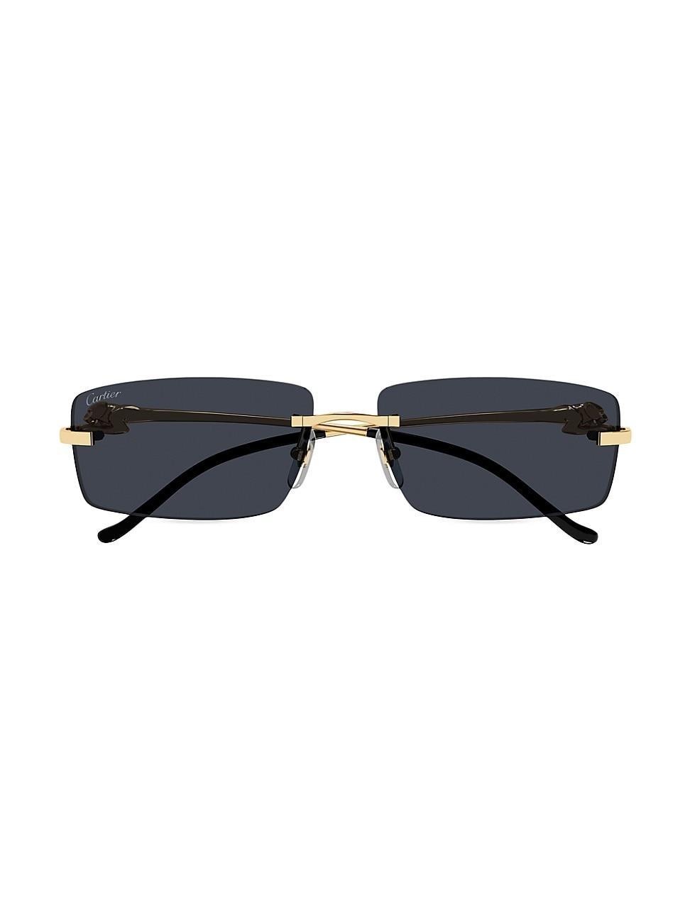 Mens Rimless Metal Rectangle Sunglasses Product Image