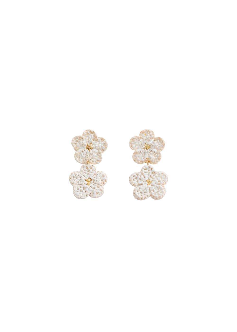 MANGO - Flowers raffia earrings - One size - Women Product Image