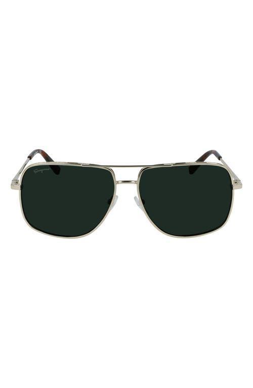 Salvatore Ferragamo Brow Bar Aviator Sunglasses, 60mm Product Image