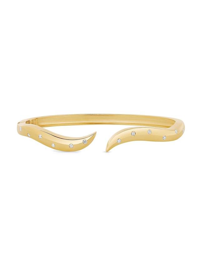 Womens Wavy 14K Yellow Gold & 0.30 TCW Diamond Bangle Product Image