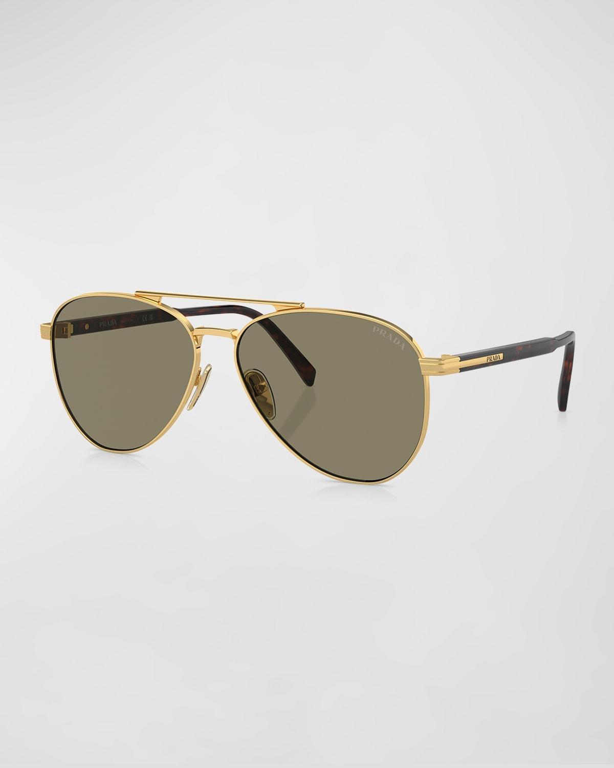 Men's Double-Bridge Steel Aviator Sunglasses Product Image