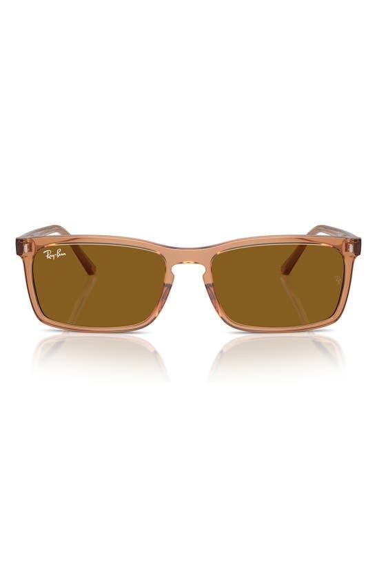 RAY BAN 56mm Rectangular Sunglasses In Transparent Product Image