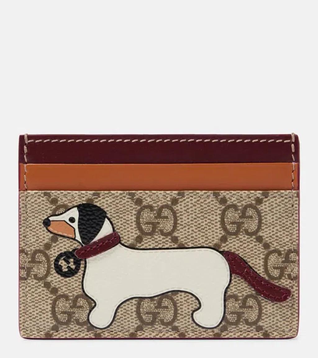 GUCCI Gg Printed Leather-trimmed Card Holder In Multi Product Image