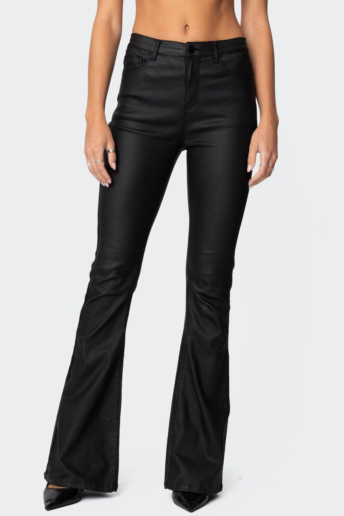 Luna Faux Leather Flare Jeans Product Image