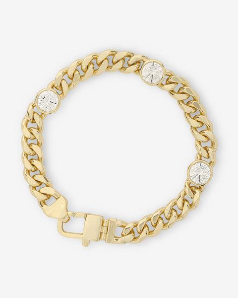 Julian Triple Diamond Cuban Chain Bracelet - Gold|White Diamondettes Product Image