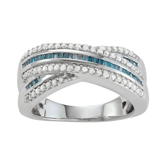 Jewelexcess Sterling Silver 1/2 C.T. Blue & White Diamond Ring, Womens Silvertone Product Image