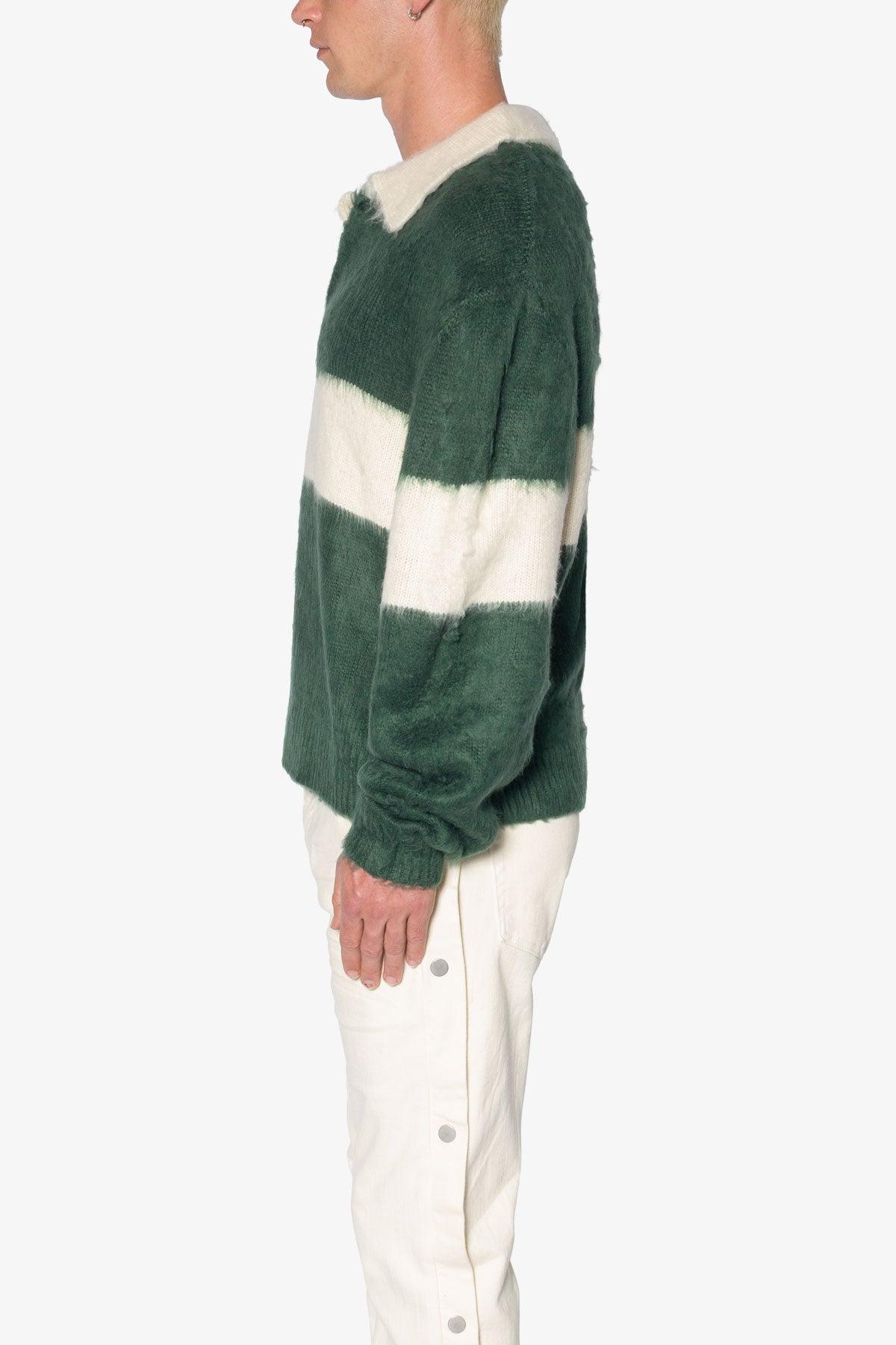 Mohair Rugby Sweater - Green/White Product Image