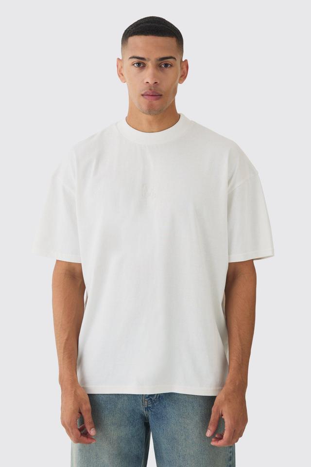 Oversized Extended Neck Heavyweight M Branded T-shirt | boohooMAN USA Product Image