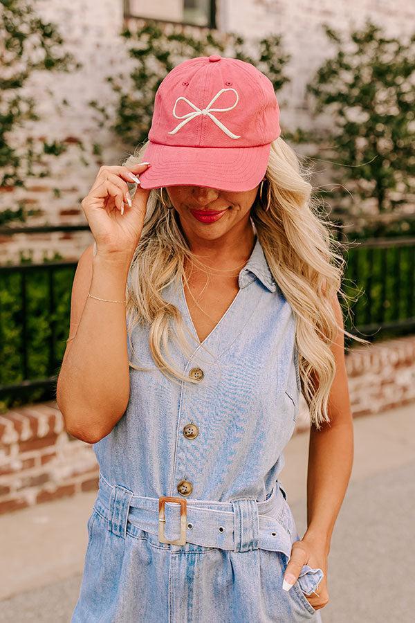 Put A Bow On It Embroidered Baseball Cap in Rose Product Image