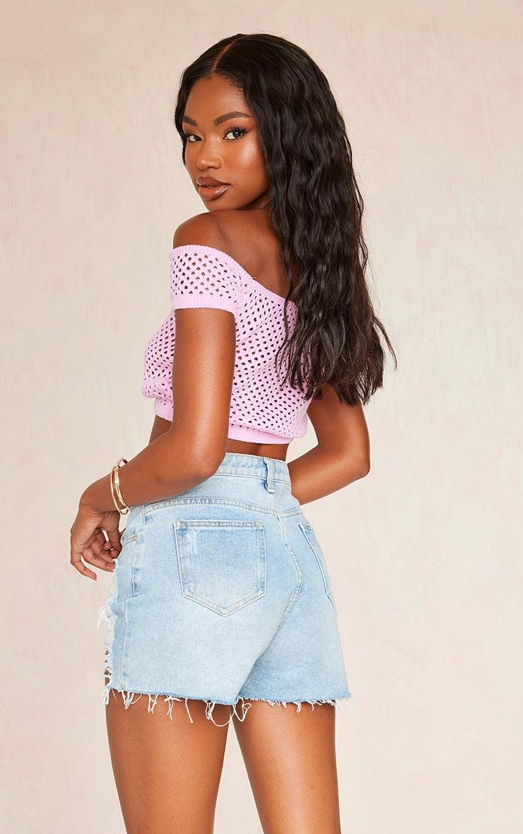 Bubblegum Pink Open Soft Knit Off The Shoulder Top Product Image