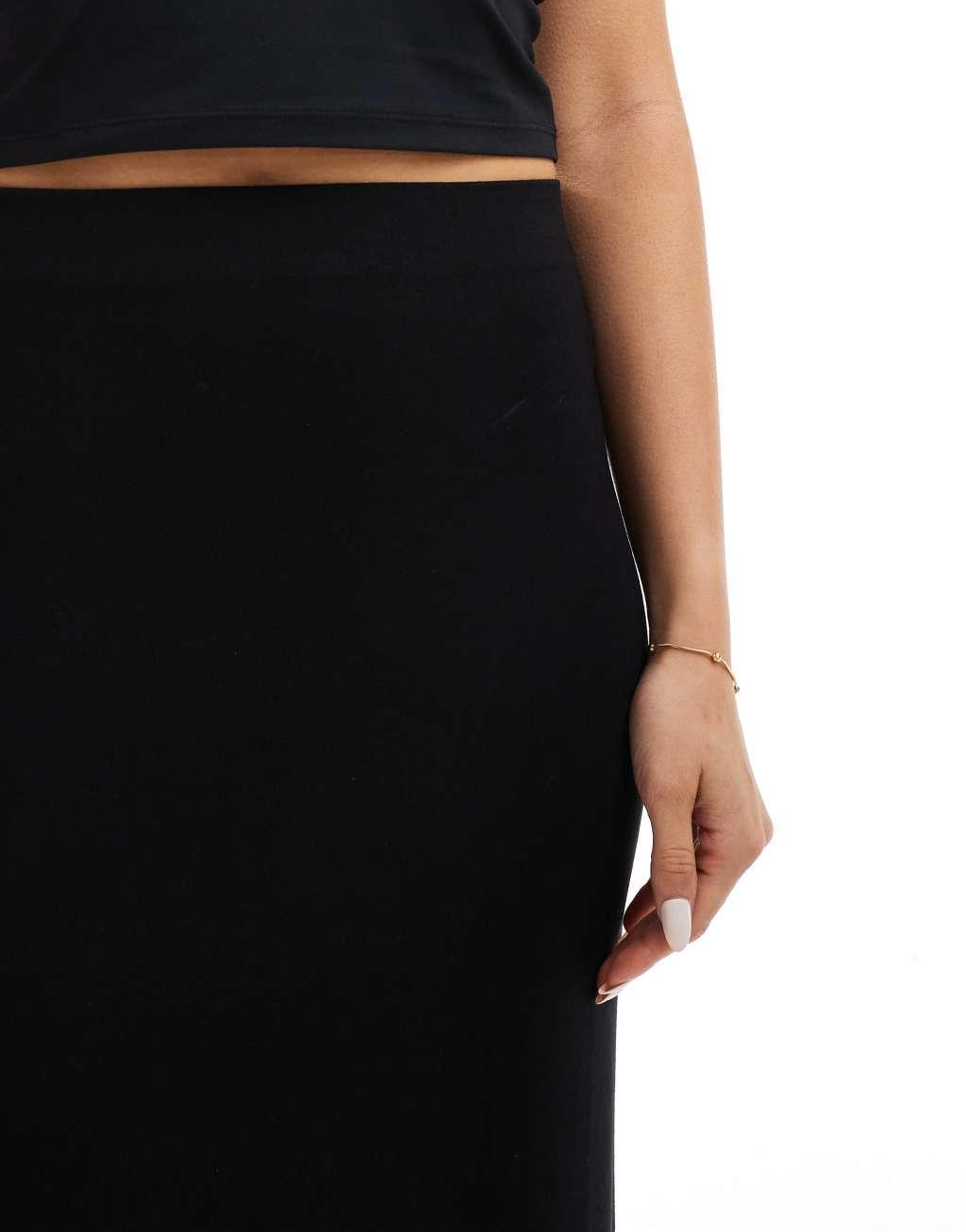 ASOS DESIGN column maxi skirt in black Product Image