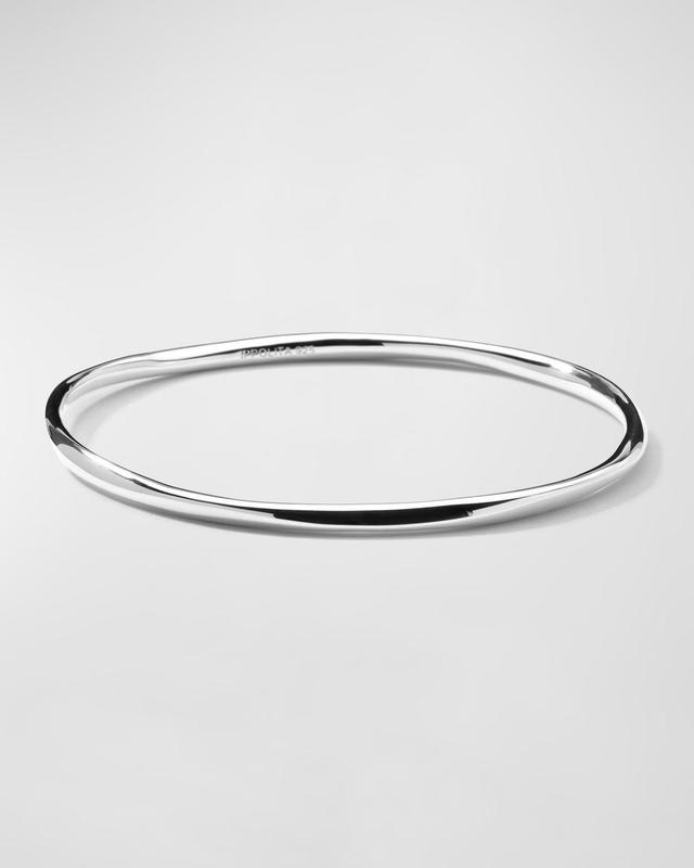 Womens Classico Thin Sterling Silver Smooth Squiggle Bangle Bracelet - Silver - Silver Product Image