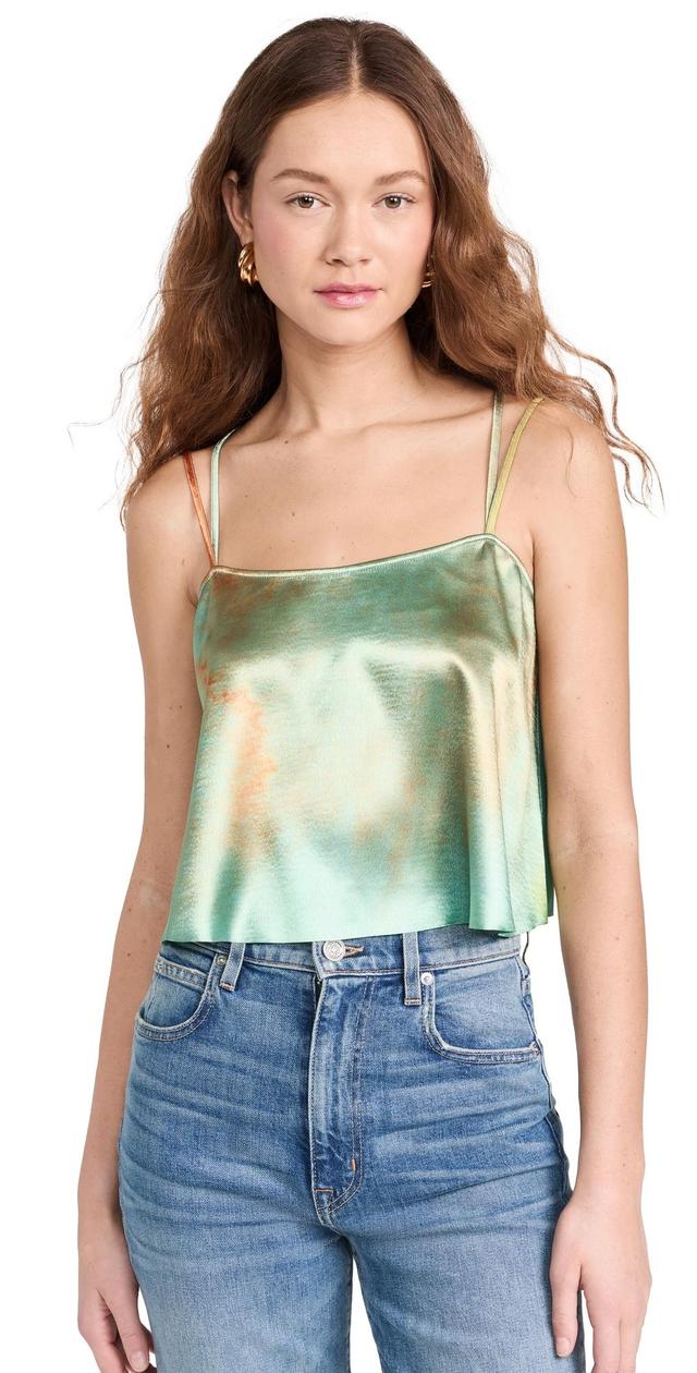 Mari Printed Satin Strappy Crop Top In Desert Topaz Product Image