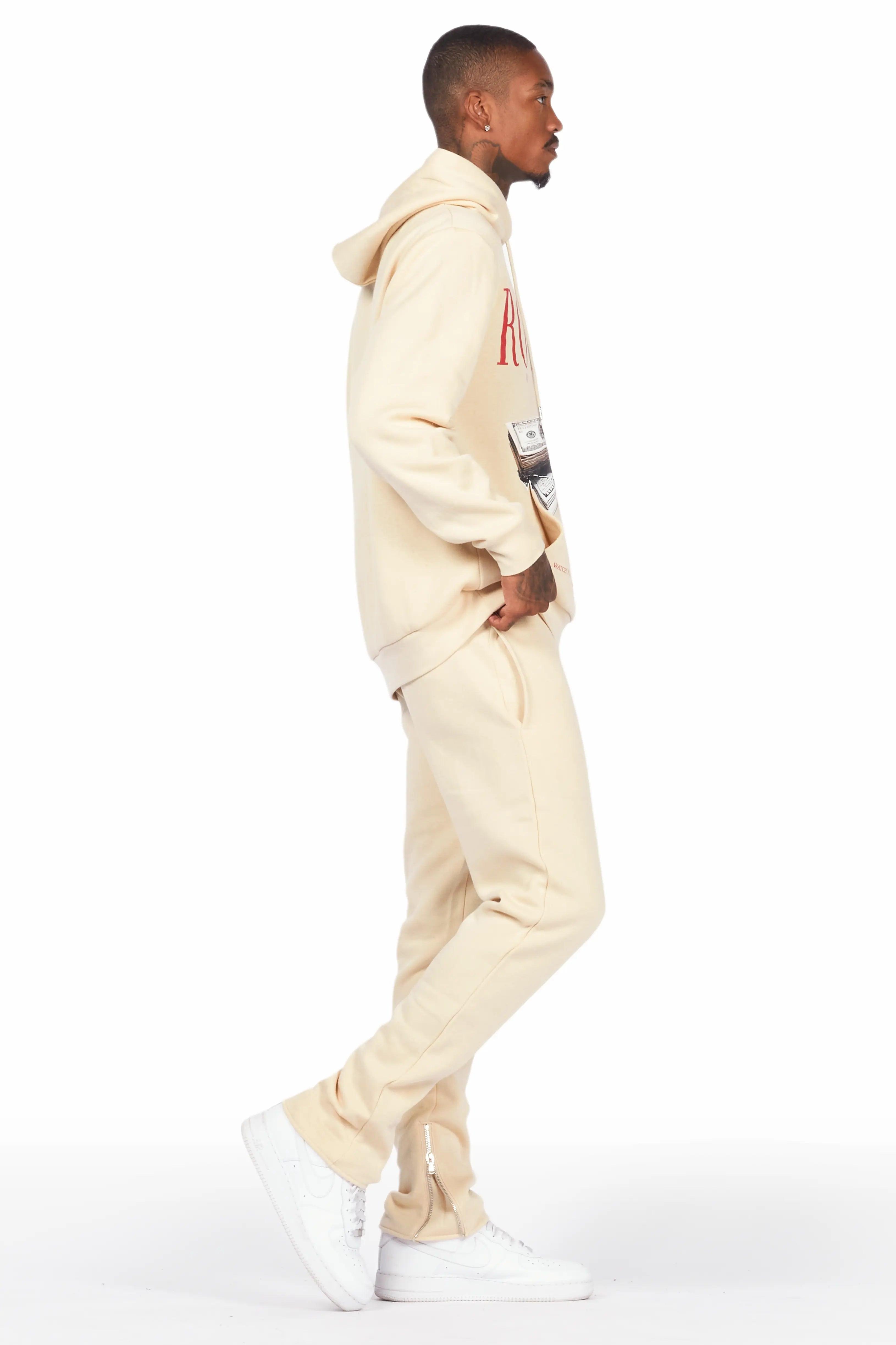 Dayte Nite Beige Slim Fit Track Set Male Product Image