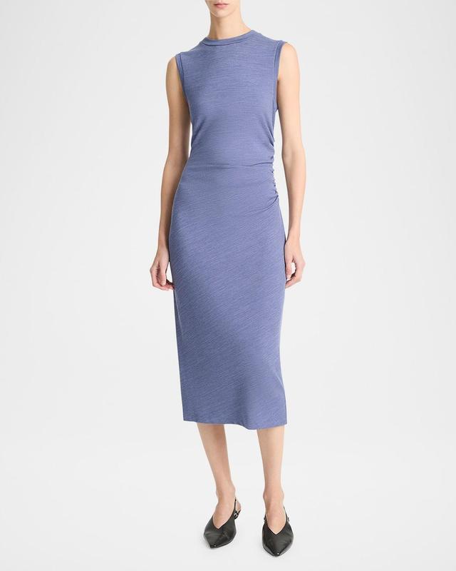 Sleeveless Waist-Gathered Midi Dress Product Image