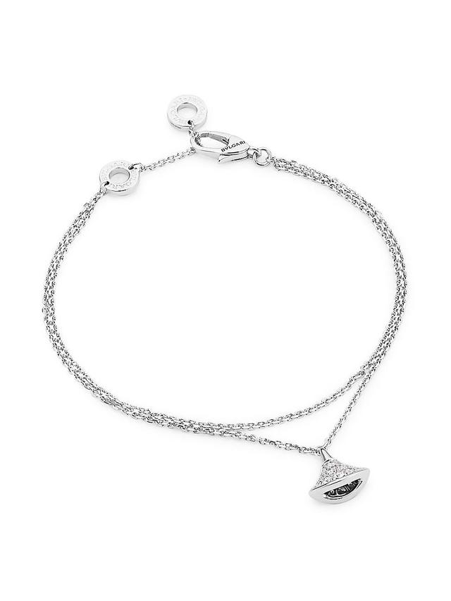 Womens Divas Dream 18K White Gold & Diamond Pav Pendant Double-Strand Bracelet Product Image