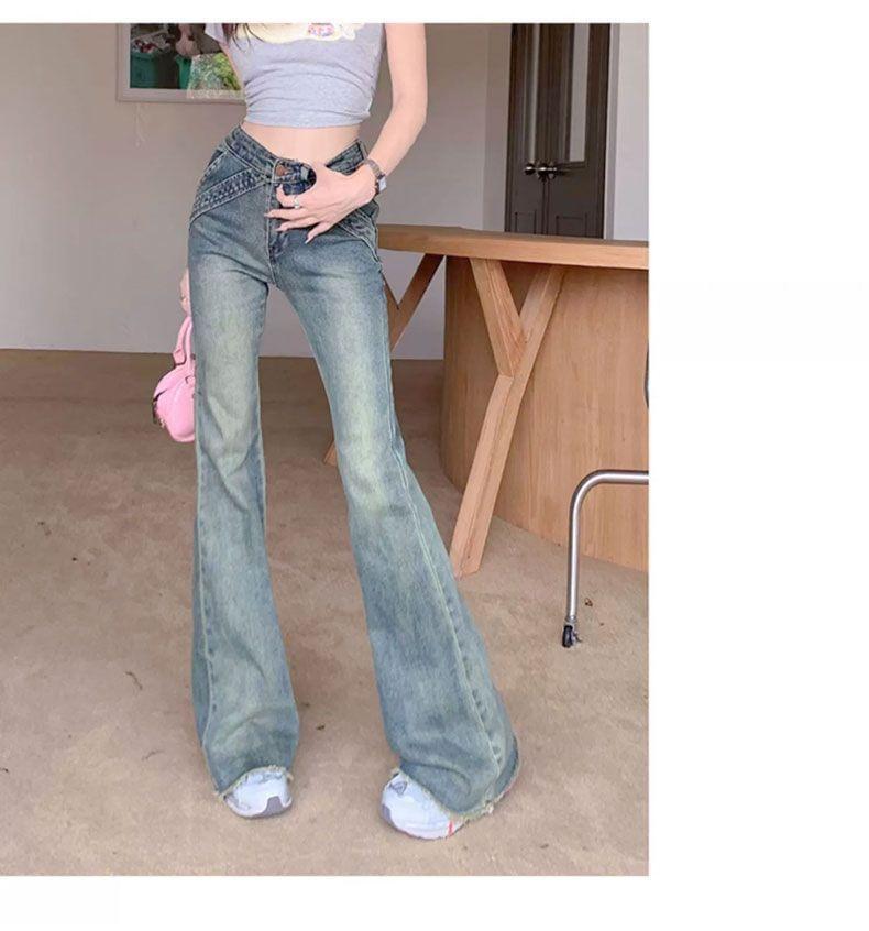 High Waist Washed Flared Jeans Product Image