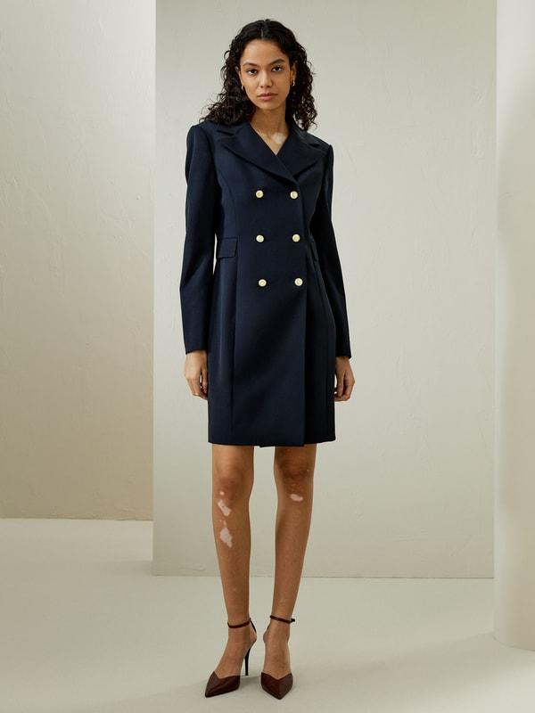 Tailored Double-Breasted Dress Coat Product Image