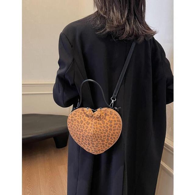 Leopard Patterned Heart Crossbody Bag Product Image