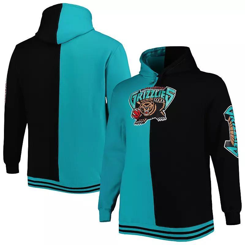 Mens Mitchell & Ness Teal/Black Memphis Grizzlies Big & Tall Hardwood Classics Split Pullover Hoodie Product Image