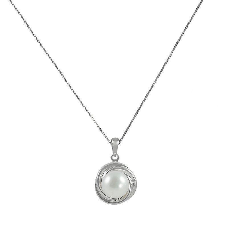 PearLustre by Imperial Sterling Silver Freshwater Cultured Pearl Love Knot Pendant, Womens Product Image