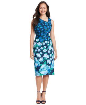 London Times Womens Floral-Print Sheath Dress - Navy Product Image