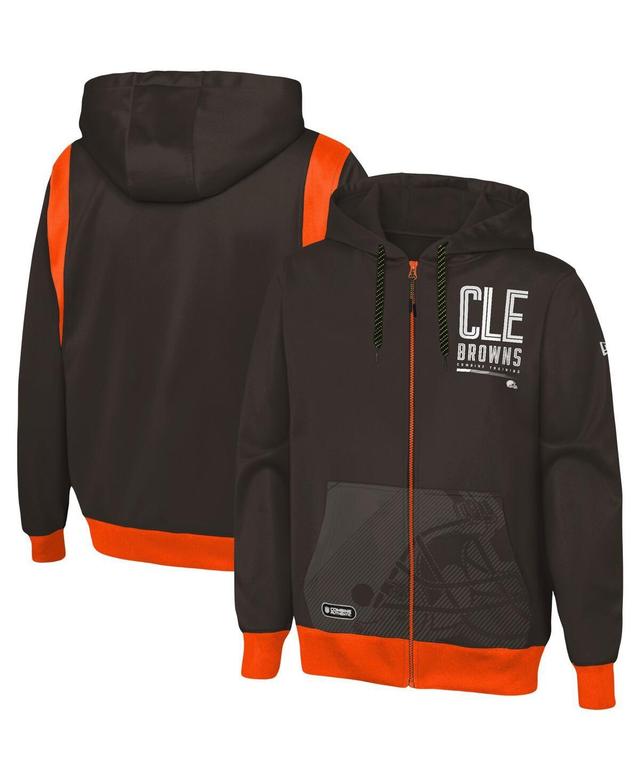 Mens New Era Brown Cleveland Browns Combine Drop Back Full-Zip Hoodie Product Image