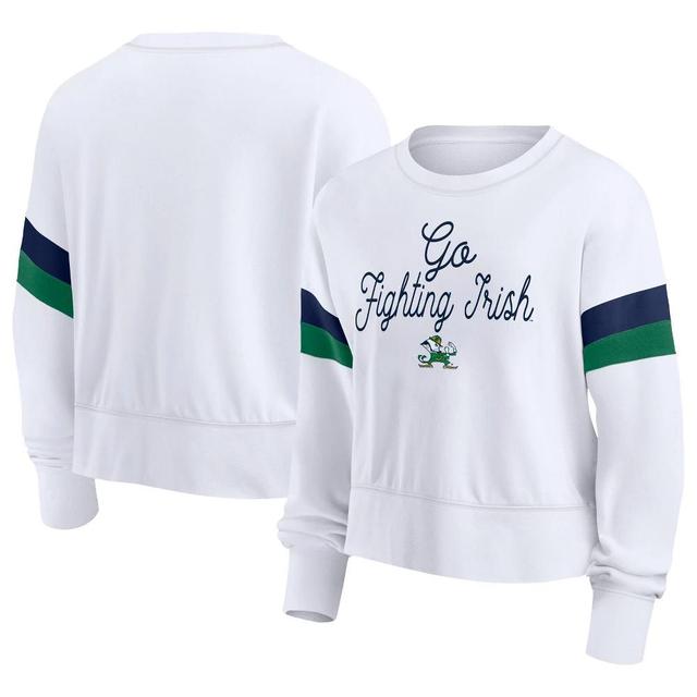 NCAA Notre Dame Fighting Irish Womens White Terry Crew Neck Sweatshirt Product Image