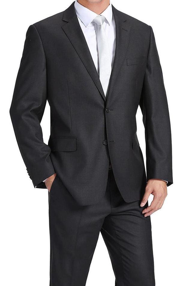 100% Virgin Wool Regular Fit 2 Piece Suit 2 Button in Charcoal Product Image