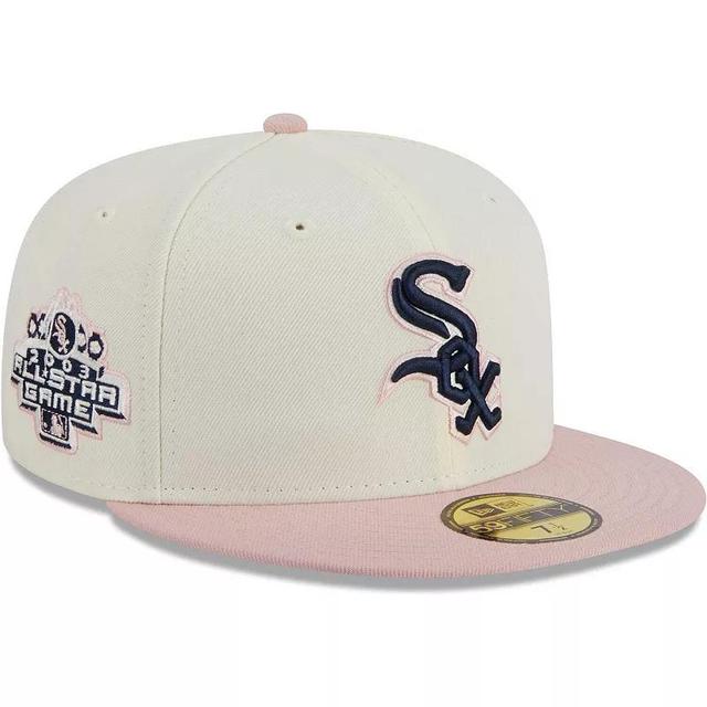 Mens New Era Cream/Pink Chicago White Sox Chrome Rogue 59FIFTY Fitted Hat Product Image