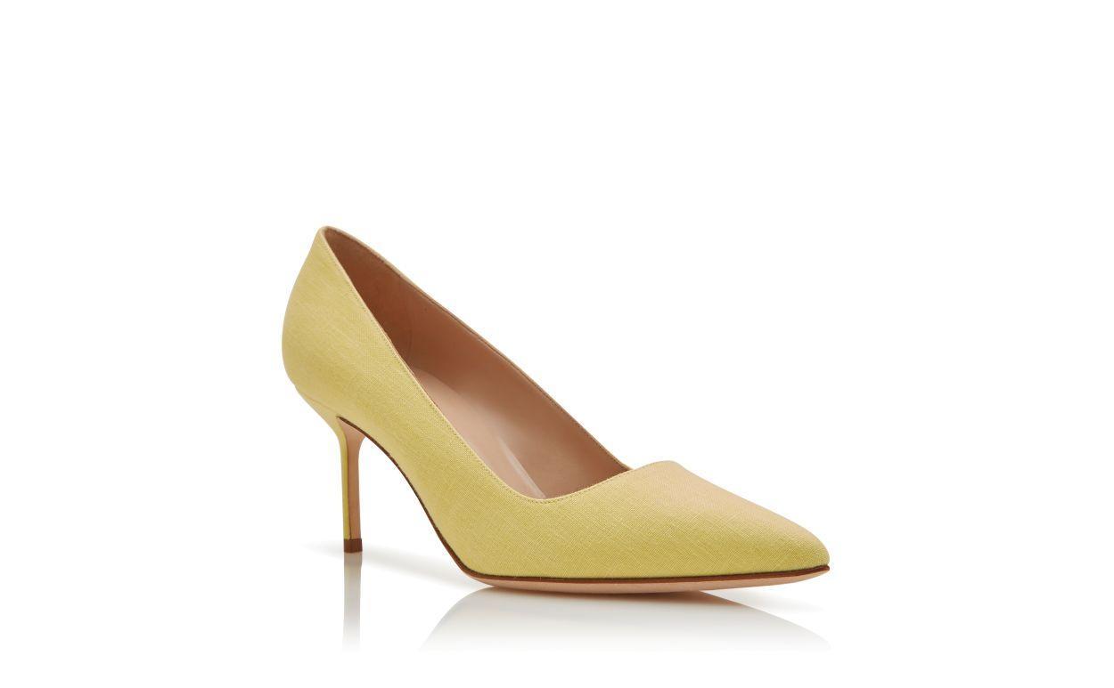 BB 70 Yellow Linen Pointed Toe Pumps Product Image