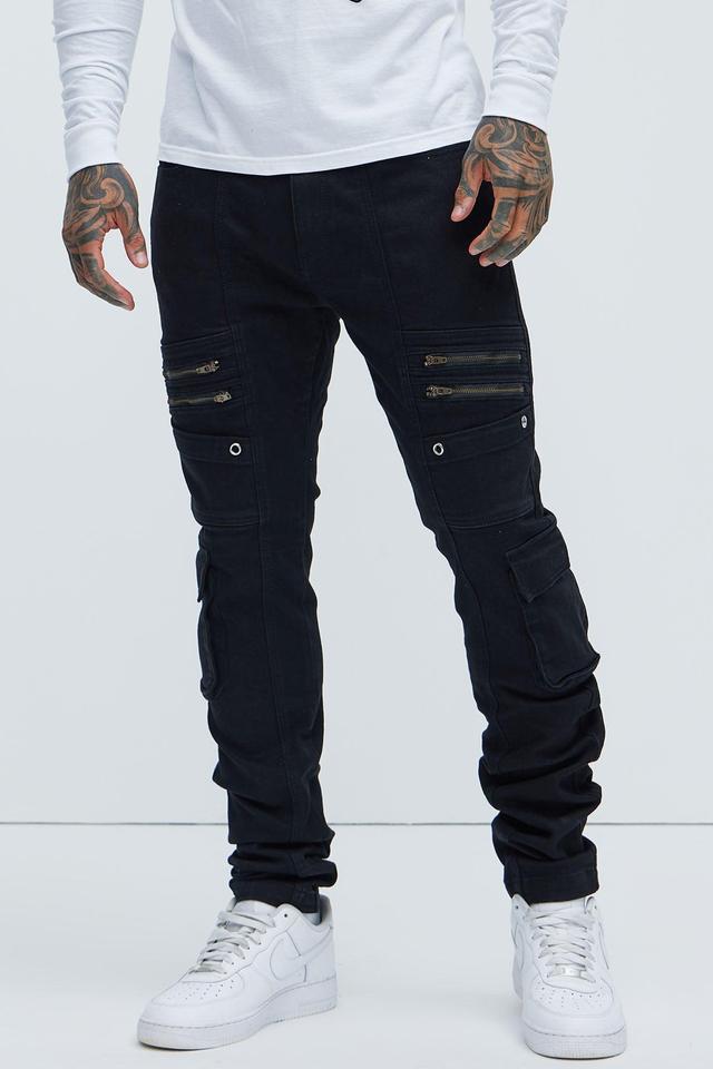 Johnny Vintage Skinny Cargo Jeans - Black Product Image