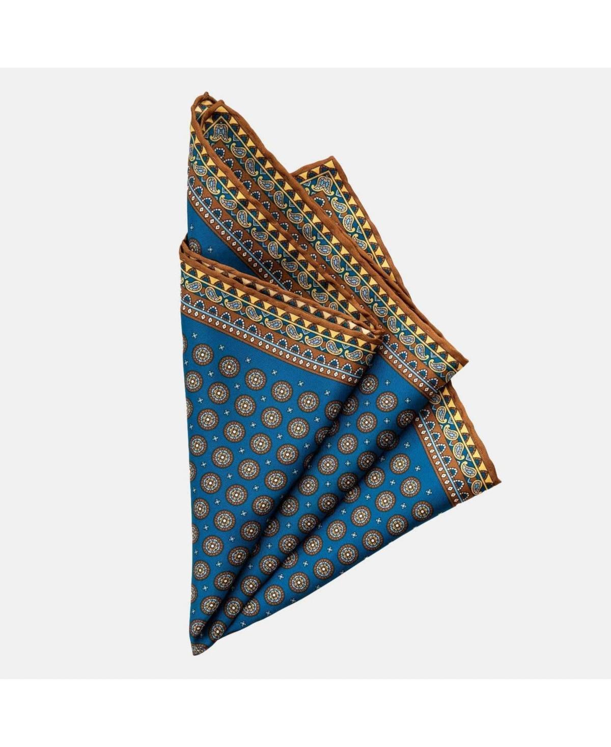 Imola - Large Silk Pocket Square for Men - Prussian Blue Product Image