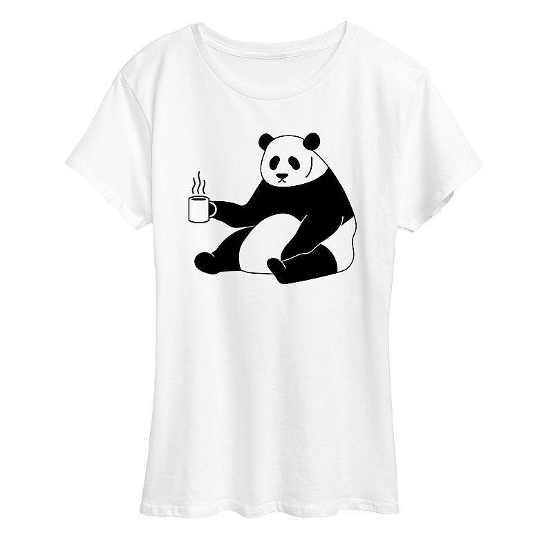 Womens Coffee Panda Graphic Tee, Girls Grey Gray Product Image