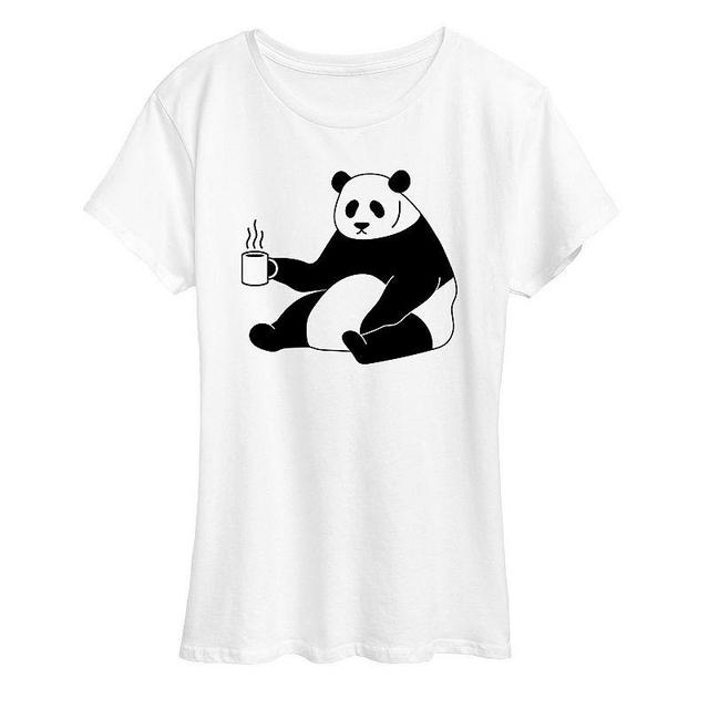 Womens Coffee Panda Graphic Tee, Girls Grey Gray Product Image