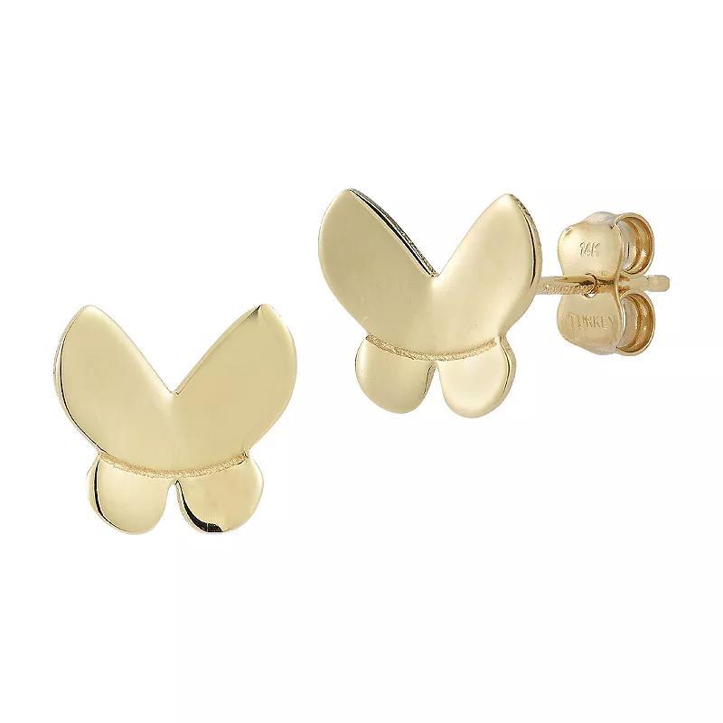 LUMINOR GOLD 14k Gold Butterfly Stud Earrings, Womens Product Image