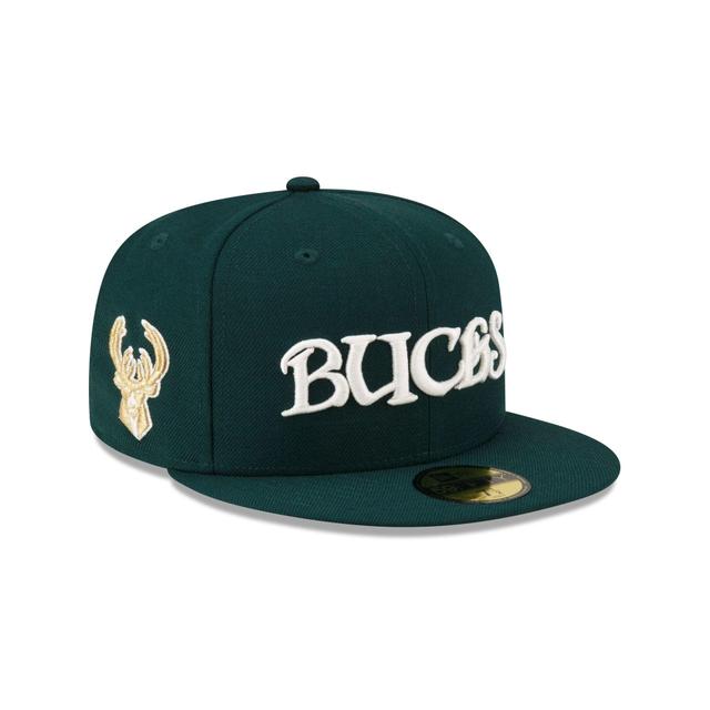 Just Caps Dark Green Wool Milwaukee Bucks 59FIFTY Fitted Hat Male Product Image