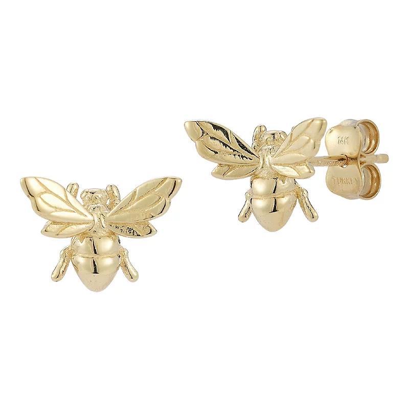 LUMINOR GOLD 14k Gold Bee Stud Earrings, Womens Product Image