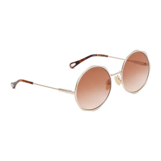 CHLOÉ Gold And Gradient Brick Sunglasses In Silver Product Image