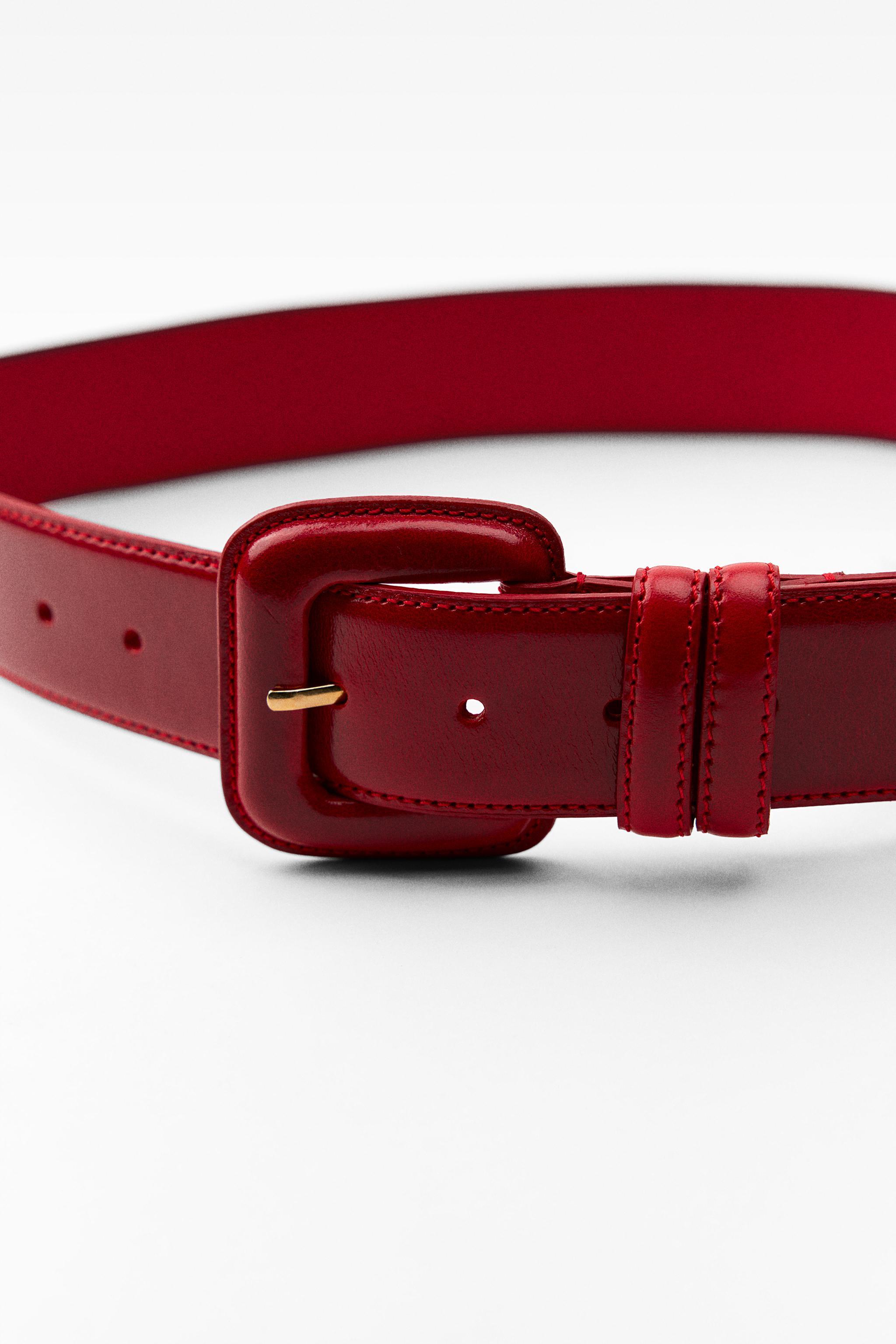 LEATHER BELT WITH SQUARE BUCKLE Product Image