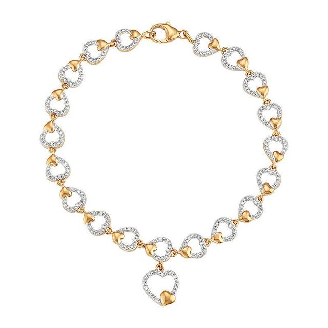 Jewelexcess Two Tone Sterling Silver 1/8 Carat T.W. Diamond Heart Bracelet, Womens White Product Image