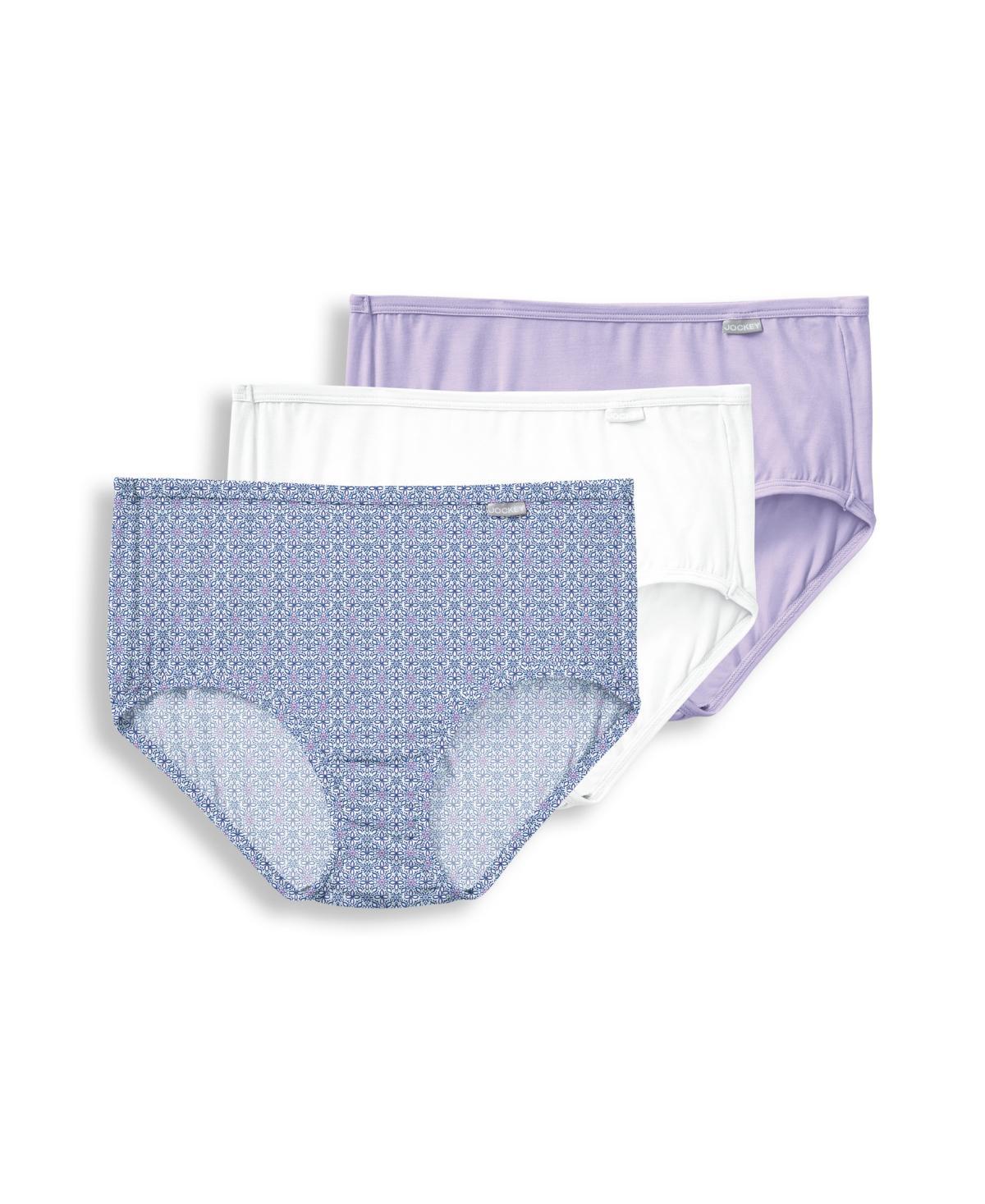 Jockey Elance Supersoft 3 Pack Cotton Brief Underwear 2073 - PRETTY PINWHEEL/EGYPTIAN SCROLL Product Image