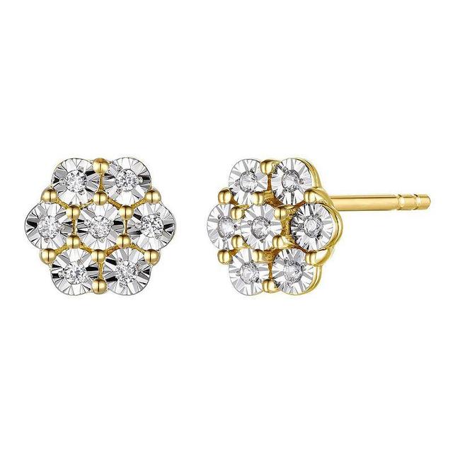 14k Gold Over Silver Diamond Accent Hexagon Stud Earrings, Womens, Gold Tone Product Image