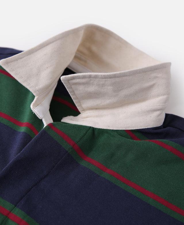 Classic Fit Striped Jersey Rugby Shirt - Green/Navy/Red Product Image