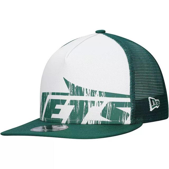 Mens New Era /Green New York Jets Distressed 9FIFTY A-Frame Snapback Hat Product Image