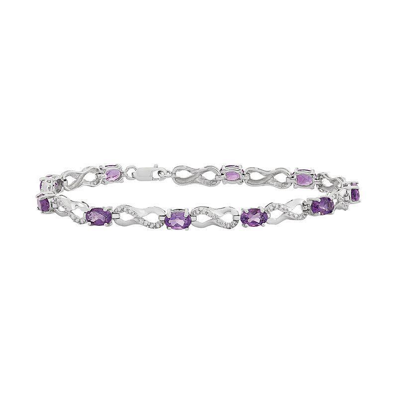 Jewelexcess Amethyst & Diamond Accent Sterling Silver Infinity Link Bracelet, Womens Purple Product Image